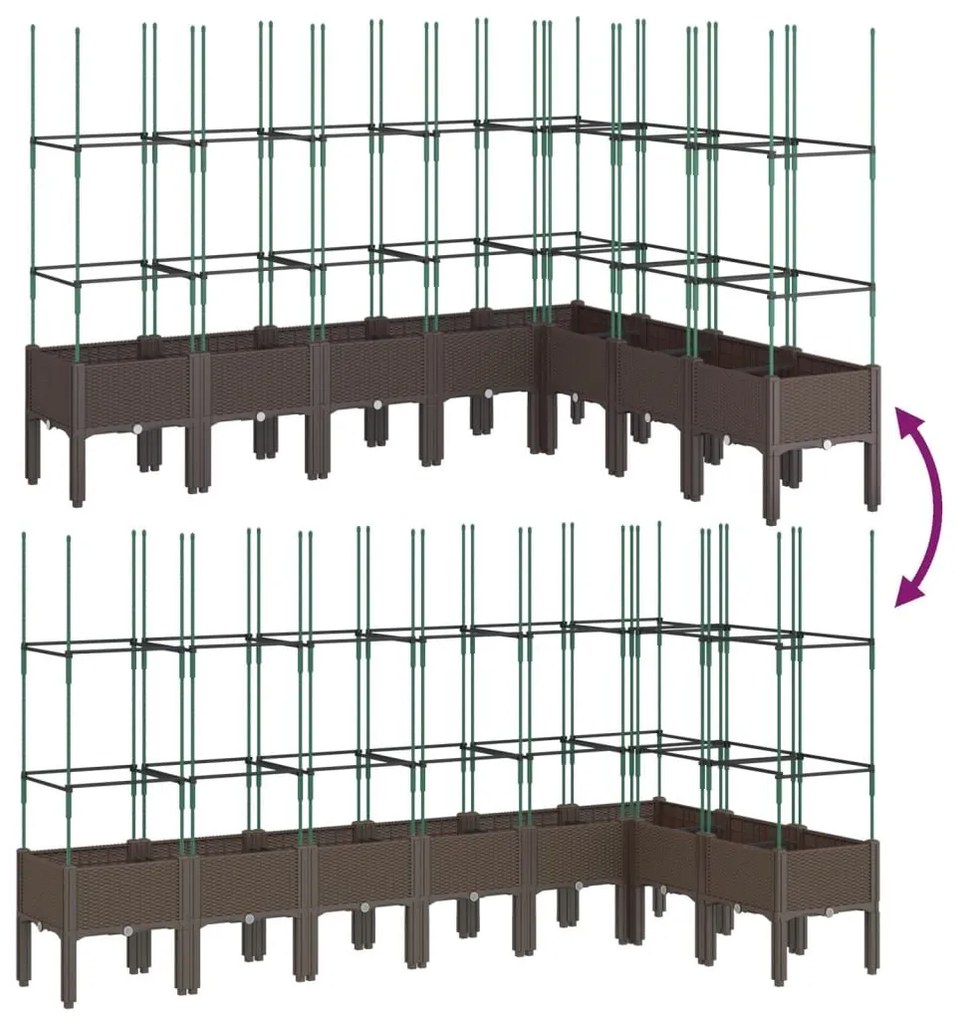 Ζαρντινιέρα Κήπου με Καφασωτό Καφέ 200 x 160 x 142,5 εκ. από PP - Καφέ