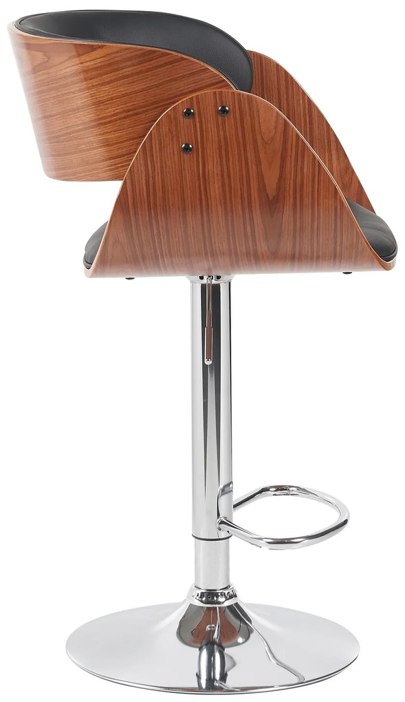 Σκαμπό Bar ArteLibre VORIAN Μαύρο/Καφέ Ξύλο/PU/Αλουμίνιο 52x55x87-108cm