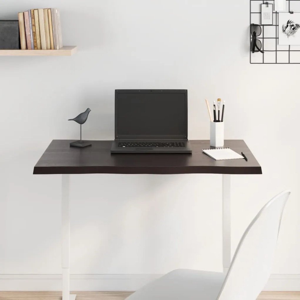 vidaXL Επιφ Τραπεζιού Σκ Καφέ 80x60x2εκ. Επ Μασίφ Ξύλο Δρυός Live Edge