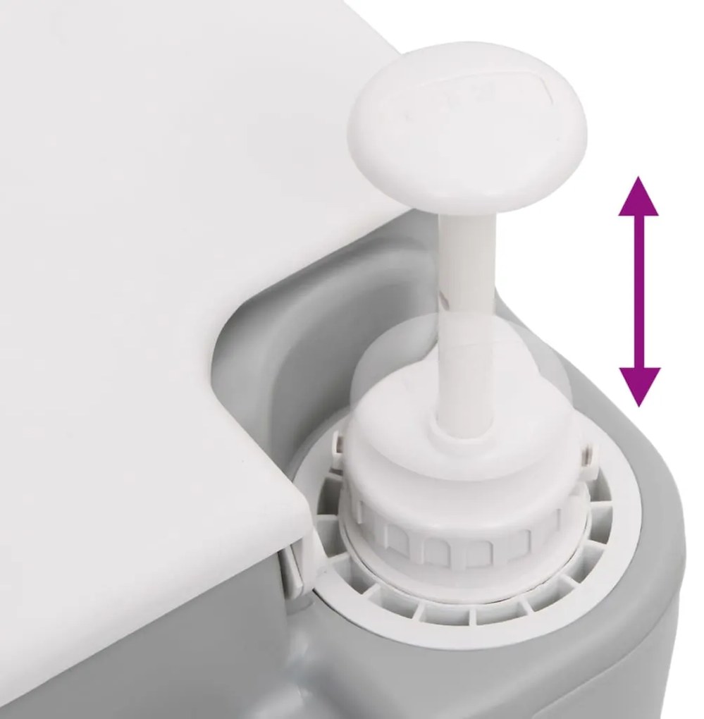 vidaXL Τουαλέτα Κάμπινγκ Φορητή Γκρι και Λευκό 10 + 10 Λίτρα από HDPE