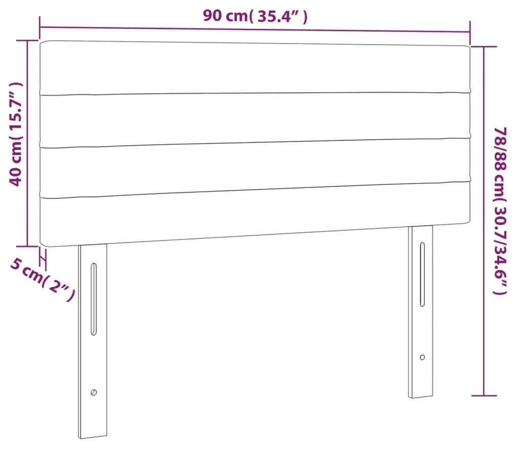 vidaXL Κεφαλάρι Κρεβατιού LED Taupe 90x5x78/88 εκ. Υφασμάτινο