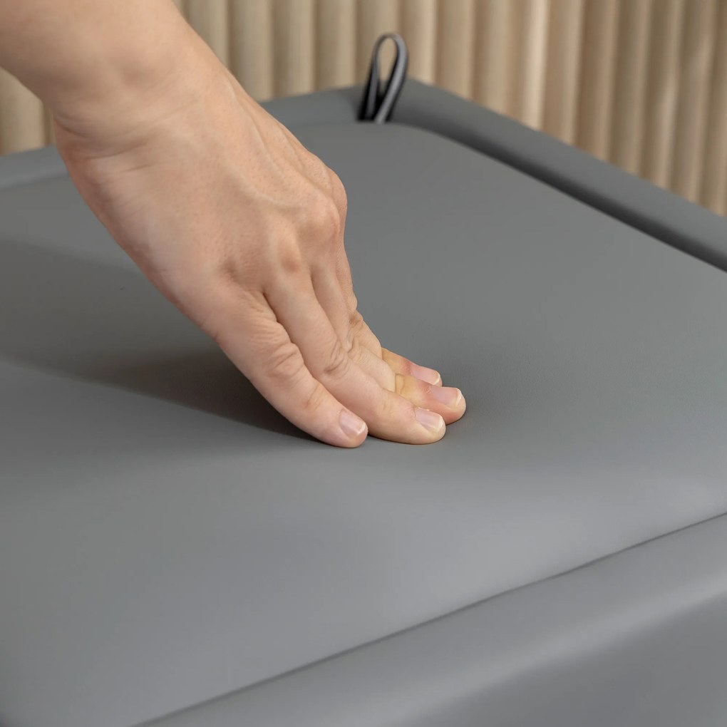 HOMCOM Σκαμπό αποθήκευσης με καπάκι, τετράγωνο σκαμπό υποπόδιο, δερματίνη 40 x 40 x 40 cm Γκρι