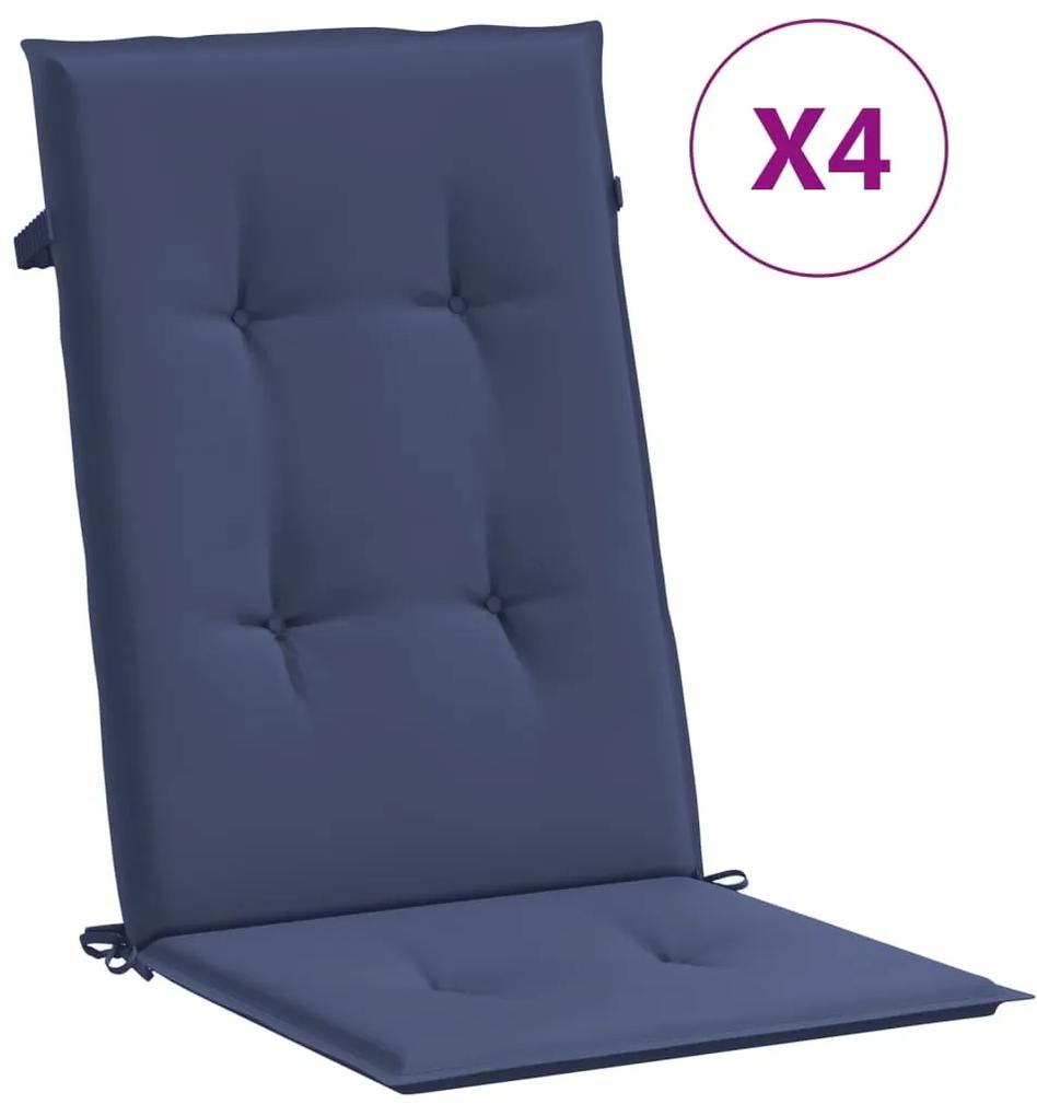 Μαξιλάρια Καρέκλας με Πλάτη 4 τεμ. Ναυτικό Μπλε Υφασμάτινο - Μπλε