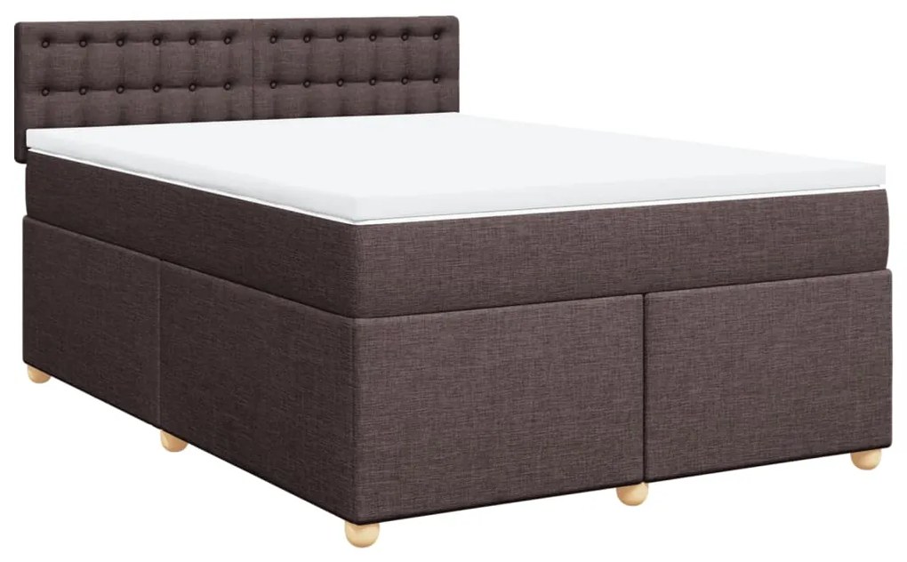 vidaXL Κρεβάτι Boxspring με Στρώμα Σκούρο Καφέ 160x200 εκ Υφασμάτινο