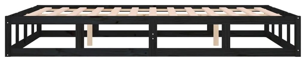 vidaXL Πλαίσιο Κρεβατιού Μαύρο 120 x 190 εκ. Μασίφ Ξύλο Small Double