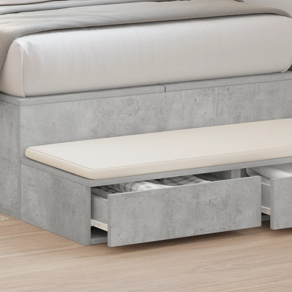 vidaXL Συρτάρια Κρεβατιού Γκρι Τσιμεντένιο 75x36,5x16,5 εκ. Κατασκευασμένο από Ξύλο