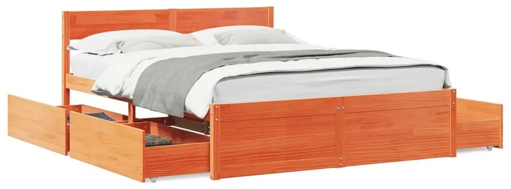 vidaXL Σκελετός Κρεβ. Χωρίς Στρώμα Καφέ Κεριού 150x200 εκ Μασίφ Πεύκο