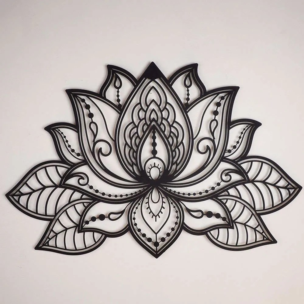 Διακοσμητικό Τοίχου Lotus 507ATP1133 59x91cm Black Wallity Steel
