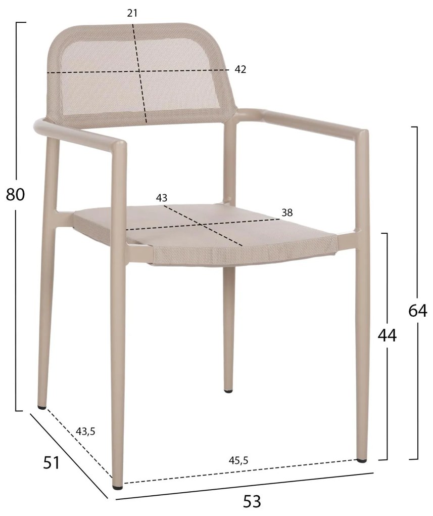 Καρέκλα - Πολυθρόνα RONNY C5998.03 Σαμπανί Αλουμινίου με Textilene 53x51x80Υεκ. 53x51x80 εκ.