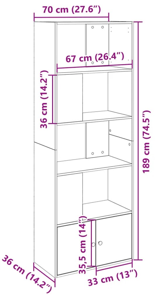 ΒΙΒΛΙΟΘΗΚΗ ΓΚΡΙ SONOMA 70X36X189 ΕΚ. ΑΠΟ ΕΠΕΞΕΡΓ. ΞΥΛΟ 3295322