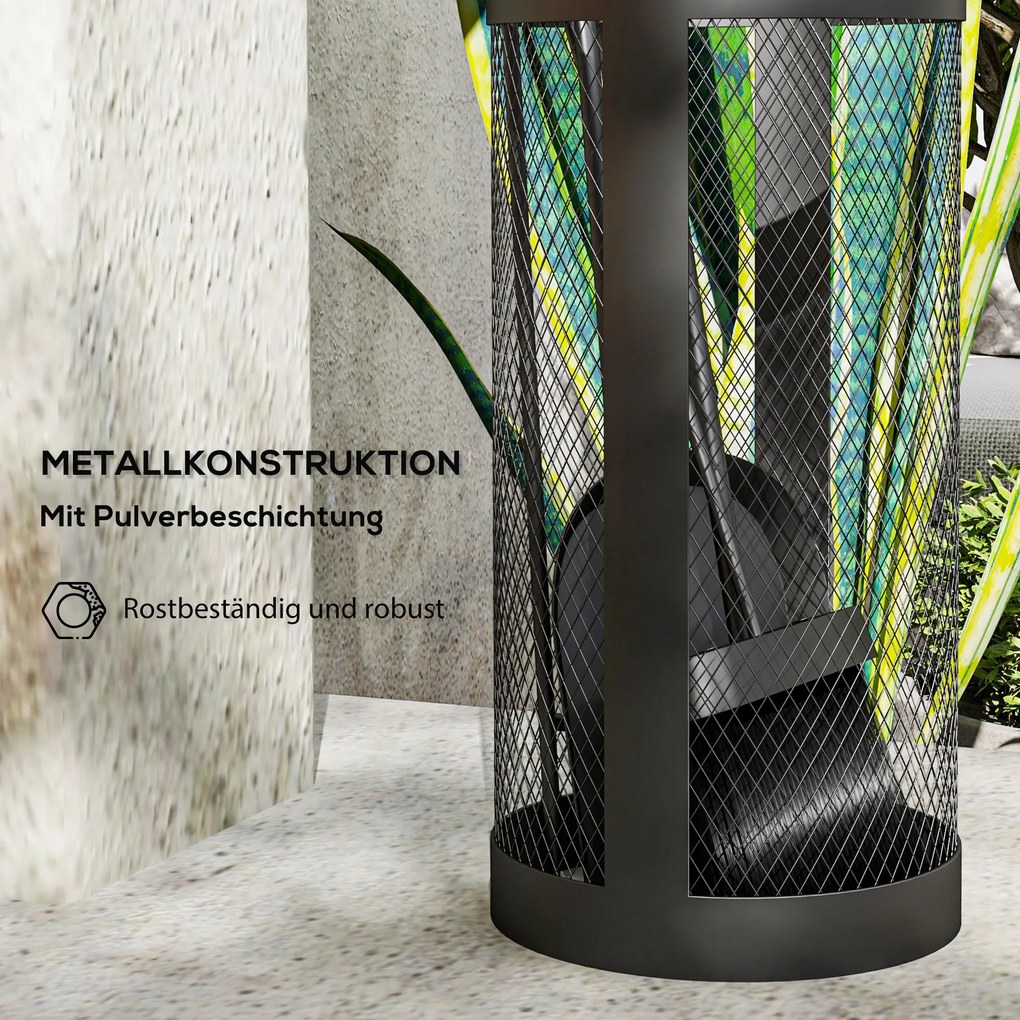 Σετ εργαλείων τζακιού, 5 τεμαχίων, σκούπα, φτυάρι, τανάλια, σκούπα και καλάθι, πυρίμαχο μέταλλο, Μαύρο