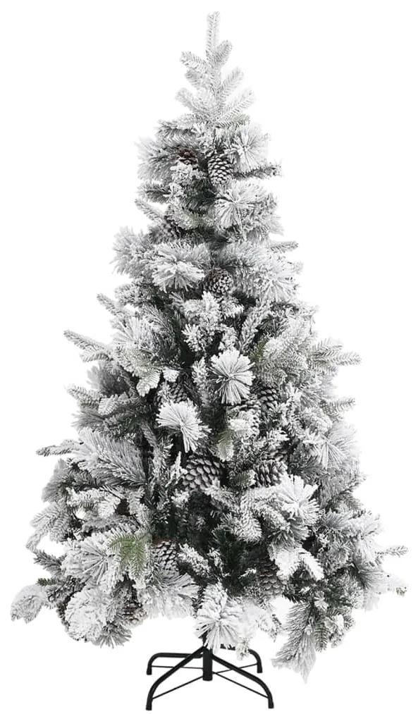 vidaXL Χριστουγεννιάτικο Δέντρο 195 εκ. με Χιόνι & Κουκουνάρια PVC&PE