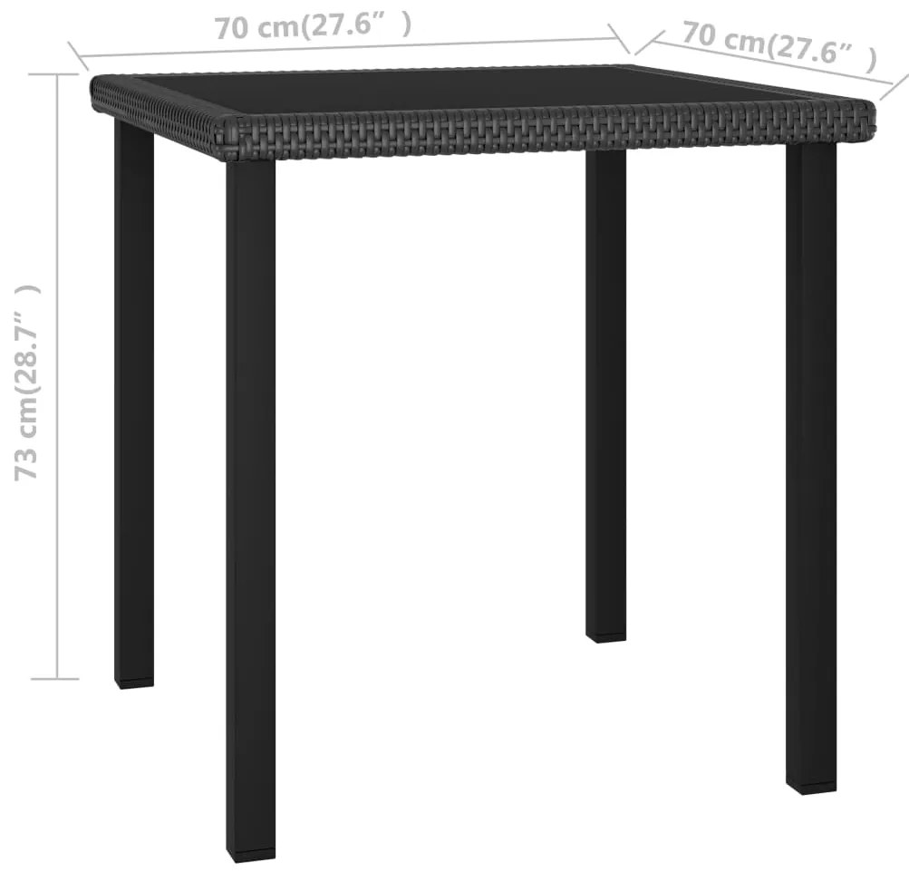 vidaXL Τραπεζαρία Κήπου Μαύρη 70 x 70 x 73 εκ. από Συνθετικό Ρατάν