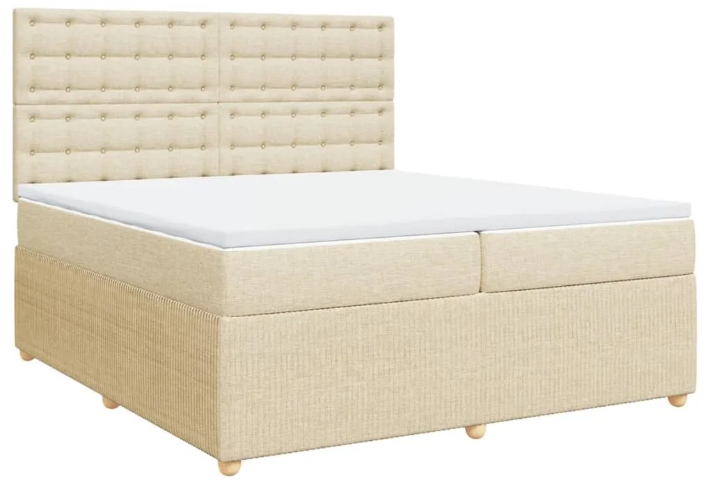 vidaXL Κρεβάτι Boxspring με Στρώμα Κρεμ 200x200 εκ. Υφασμάτινο