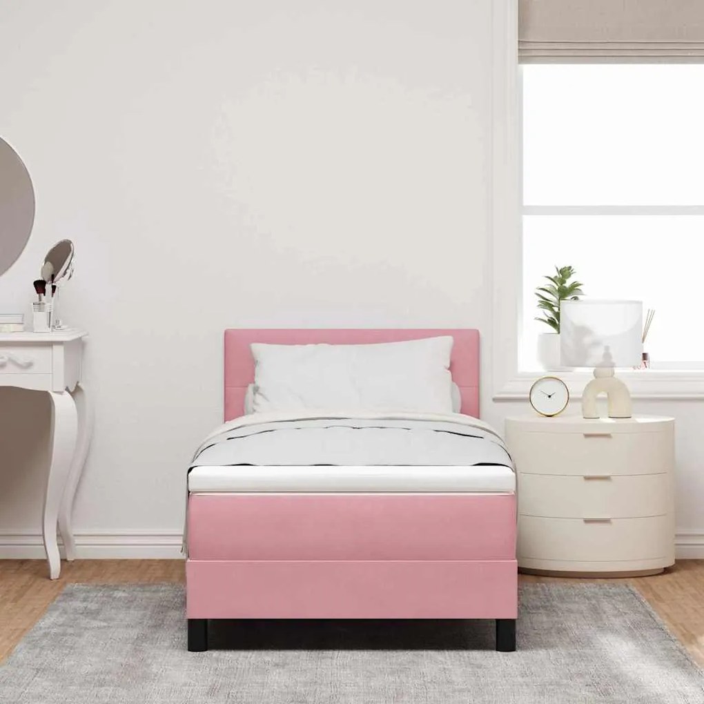 vidaXL Κρεβάτι με ελατήρια με στρώμα Ροζ 80 x 200 cm Βελούδο