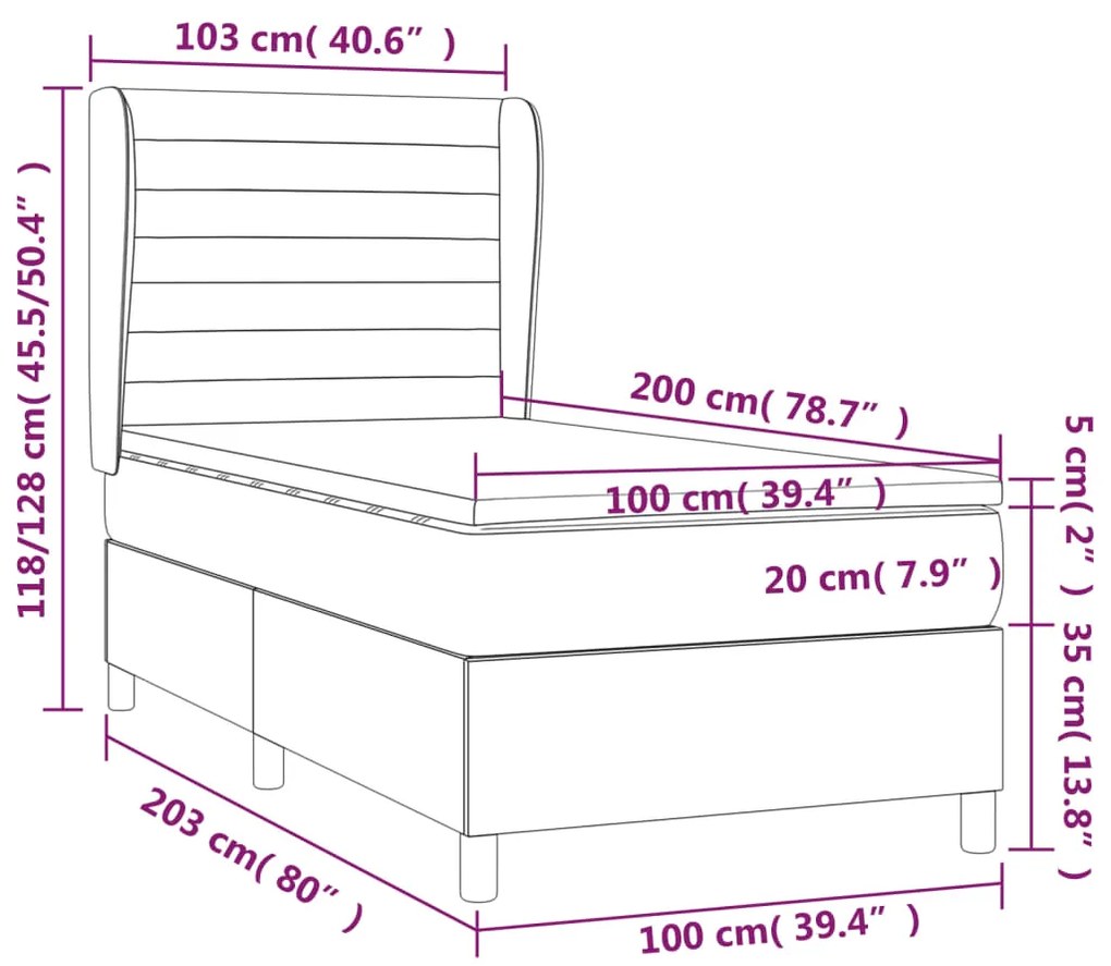 ΚΡΕΒΑΤΙ BOXSPRING ΜΕ ΣΤΡΩΜΑ ΑΝΟΙΧΤΟ ΓΚΡΙ 100X200 ΕΚ. ΥΦΑΣΜΑΤΙΝΟ 3128021