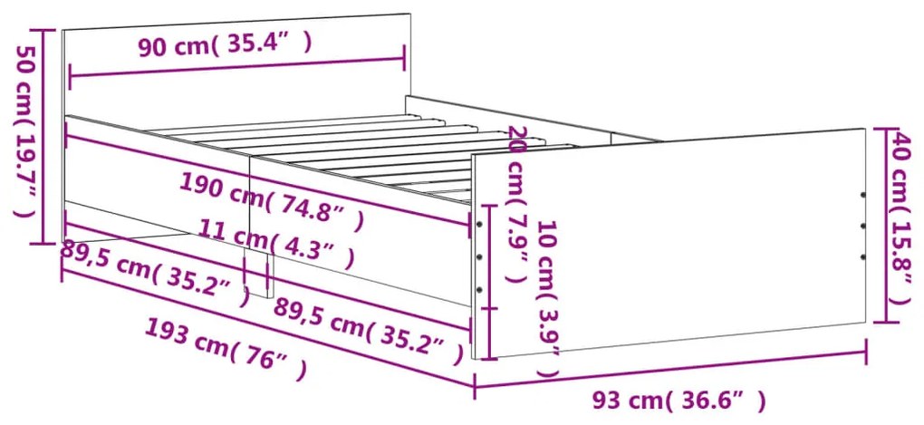 ΠΛΑΙΣΙΟ ΚΡΕΒΑΤΙΟΥ ΓΚΡΙ ΣΚΥΡΟΔΕΜΑΤΟΣ 90 X 190 ΕΚ. ΕΠΕΞΕΡΓ. ΞΥΛΟ 835942