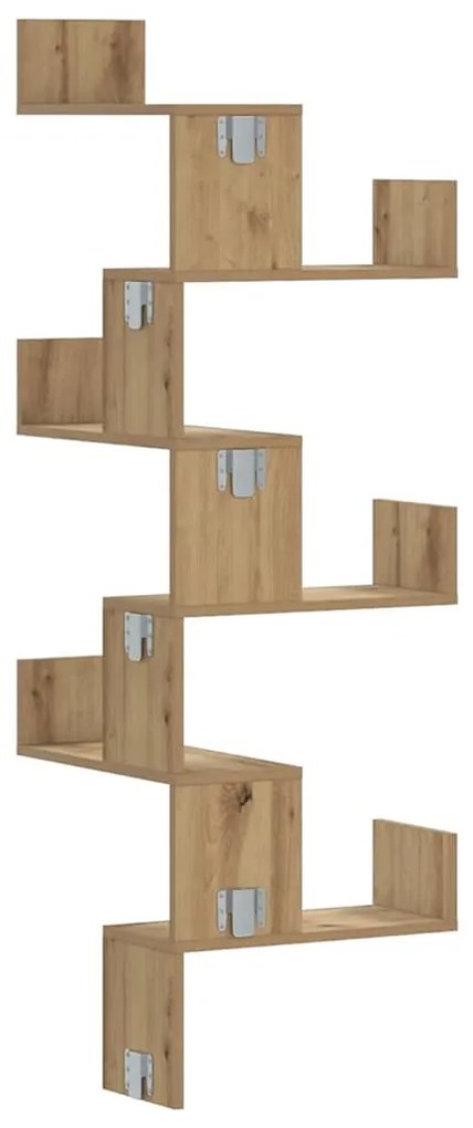 vidaXL Γωνιακή Ραφιέρα Τοίχου Αρτισιανή Δρυς 45x45x147 Επεξ. Ξύλο