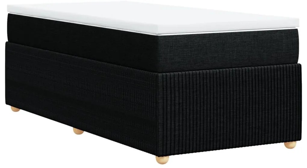 vidaXL Κρεβάτι Boxspring με Στρώμα Μαύρο 90x190 εκ.Υφασμάτινο