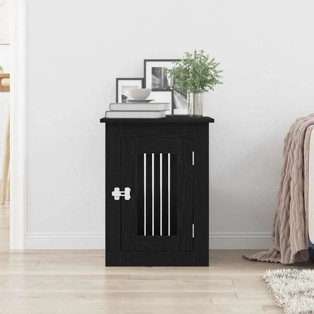vidaXL Έπιπλα Κλουβιού για Σκύλους Μαύρο Δρυς 62 x 45 x 59 εκ. από Τεχνητό Ξύλο