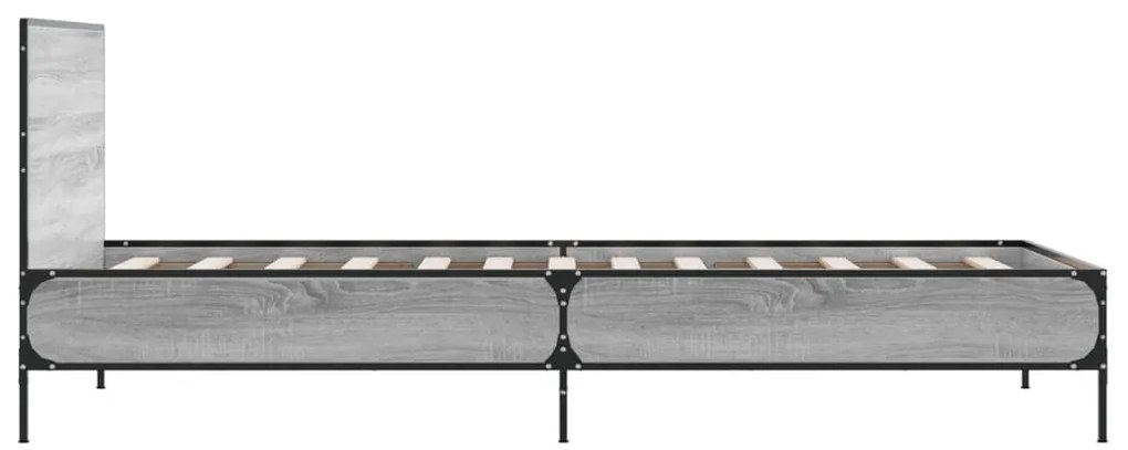 vidaXL Πλαίσιο Κρεβατιού Γκρι Sonoma 100x200 εκ. Επεξ. Ξύλο &amp; Μέταλλο