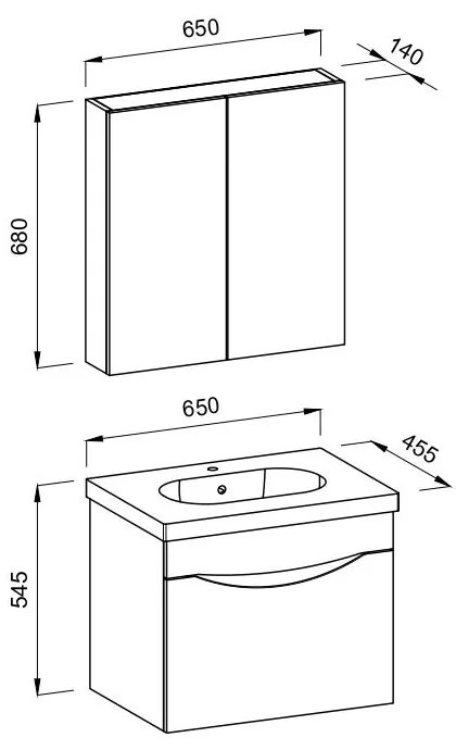 Καθρέπτης μπάνιου Smile 65 Barok Ματ 65x14x68 εκ. 65x14x68 εκ.