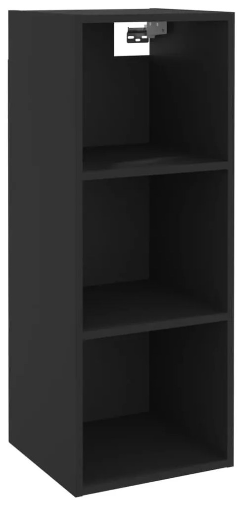 Ντουλάπι Τοίχου Μαύρο 34,5x32,5x90 εκ. Επεξεργασμένο Ξύλο - Μαύρο