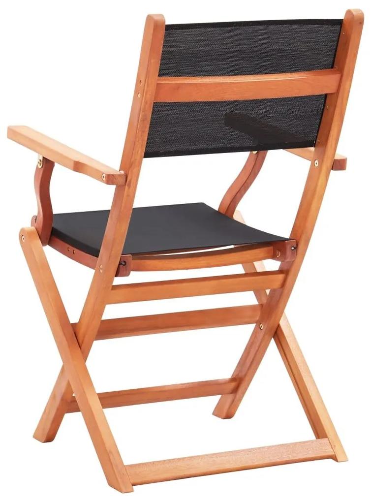 Καρέκλες Πτυσσόμενες 6τεμ. Μαύρες Μασίφ Ξύλο Ευκαλ./Τεξτιλίνη - Μαύρο