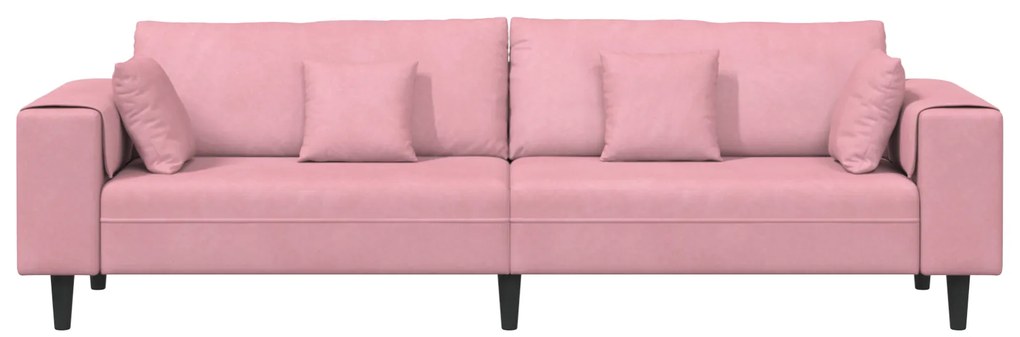 vidaXL Καναπές με μαξιλάρι Ροζ 250 x 77 x 76 εκ. Βελούδο