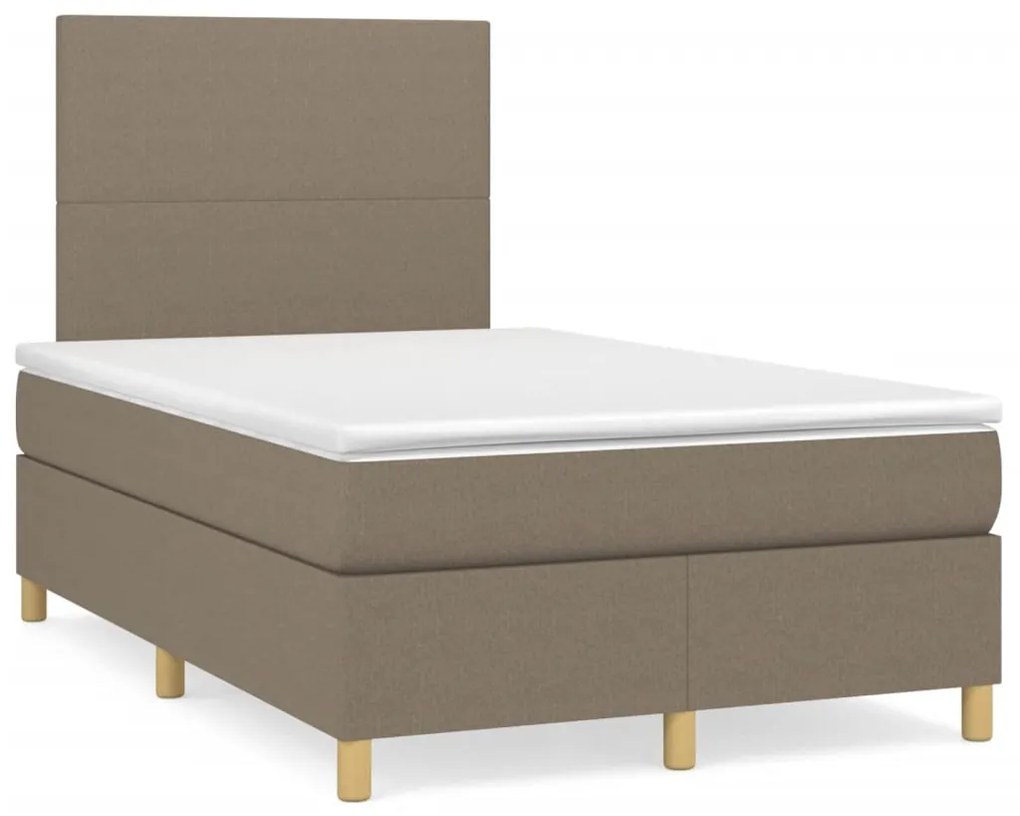 vidaXL Κρεβάτι Boxspring με Στρώμα & LED Taupe 120x190 εκ. Υφασμάτινο