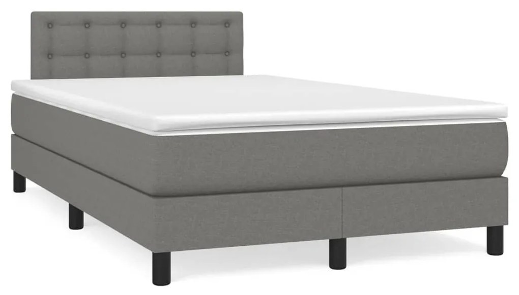 Κρεβάτι Boxspring με Στρώμα Σκούρο Γκρι 120x200 εκ. Υφασμάτινο - Γκρι