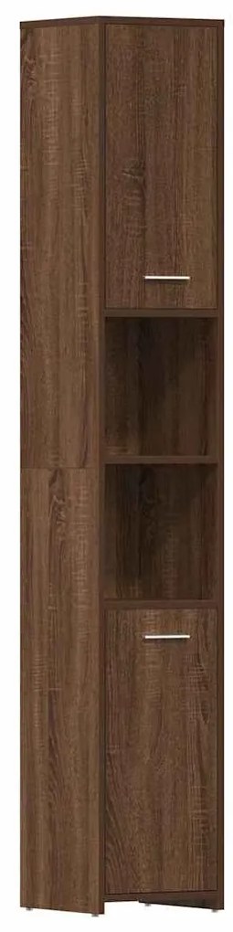 vidaXL Ντουλάπι Μπάνιου Καφέ Δρυς 30x30x183,5 εκ. Επεξεργασμένο Ξύλο