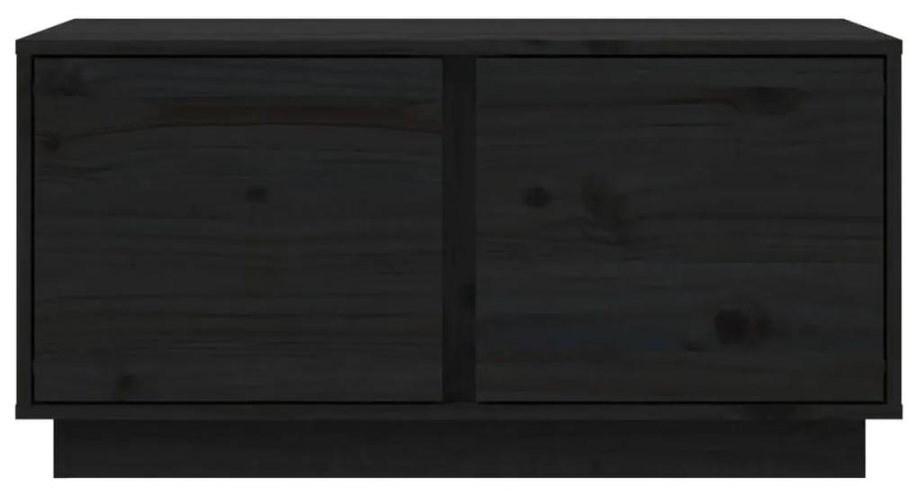 Τραπεζάκι Σαλονιού Μαύρο 80x50x40εκ. από Μασίφ Ξύλο Πεύκου - Μαύρο