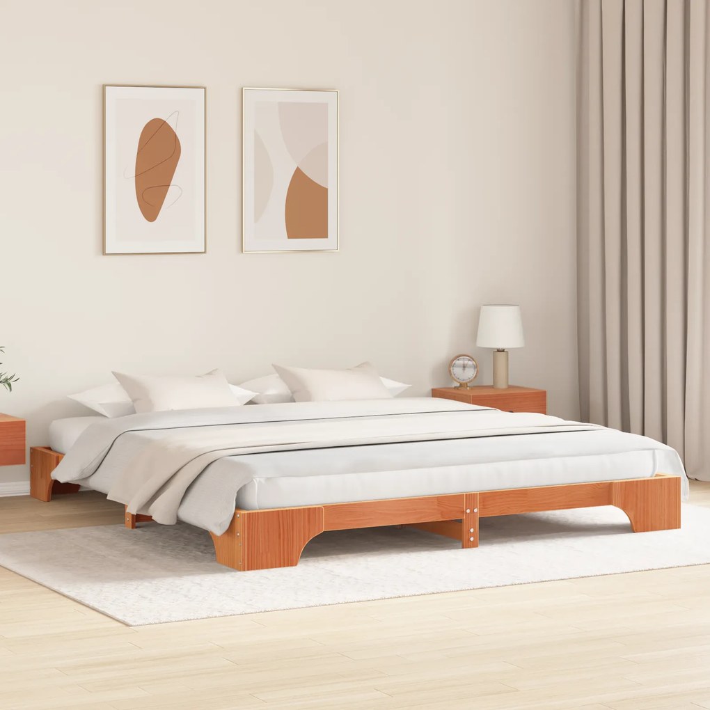vidaXL Καφέ Κάθισμα 180x200 cm από Μασίφ Ξύλο Πεύκου