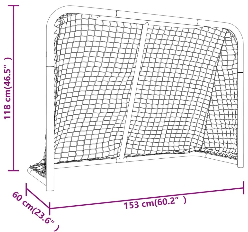 vidaXL Τέρμα Χόκεϊ με Δίχτυ Κόκκινο/Λευκό 153x60x118εκ Ατσάλι/Πολυεστ.