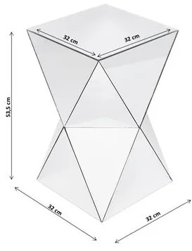 Βοηθητικό Τραπεζάκι Καθρέφτης Luxury Triangle 32x32x53.5εκ - Ασημί