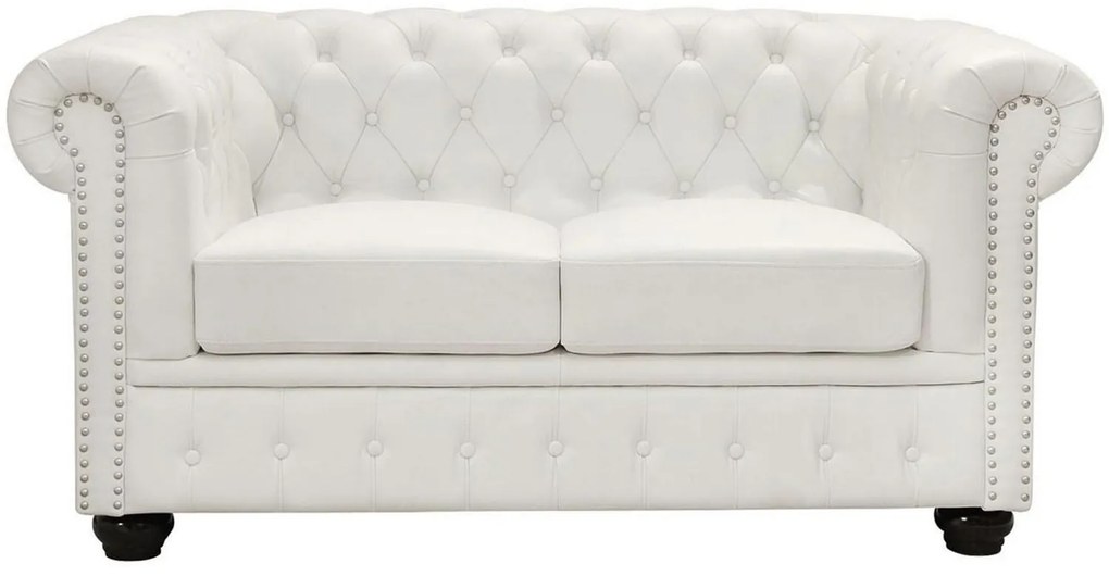Καναπές T.Chesterfield Hm3010.02 Λευκό Ματ 155x90x73 cm Τεχνόδερμα