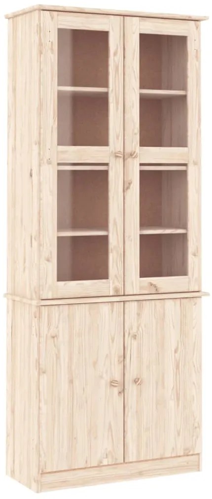 vidaXL Βιτρίνα Γυάλινη ALTA 77 x 35 x 186,5 εκ. από Μασίφ Ξύλο Πεύκου
