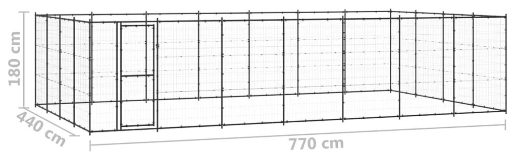 vidaXL Κλουβί Σκύλου Εξωτερικού Χώρου 33,88 μ² από Ατσάλι