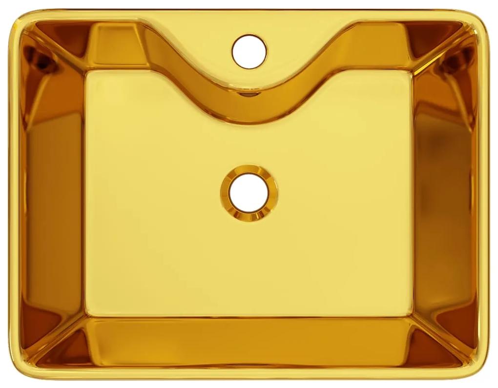 vidaXL Νιπτήρας με Οπή Βρύσης Χρυσός 48 x 37 x 13,5 εκ. Κεραμικός