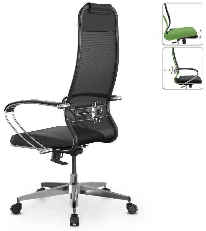 Καρέκλα γραφείου Sit-1031672 Megapap εργονομική με διπλό ύφασμα Mesh και τεχνόδερμα χρώμα μαύρο 66x70x118/131εκ.