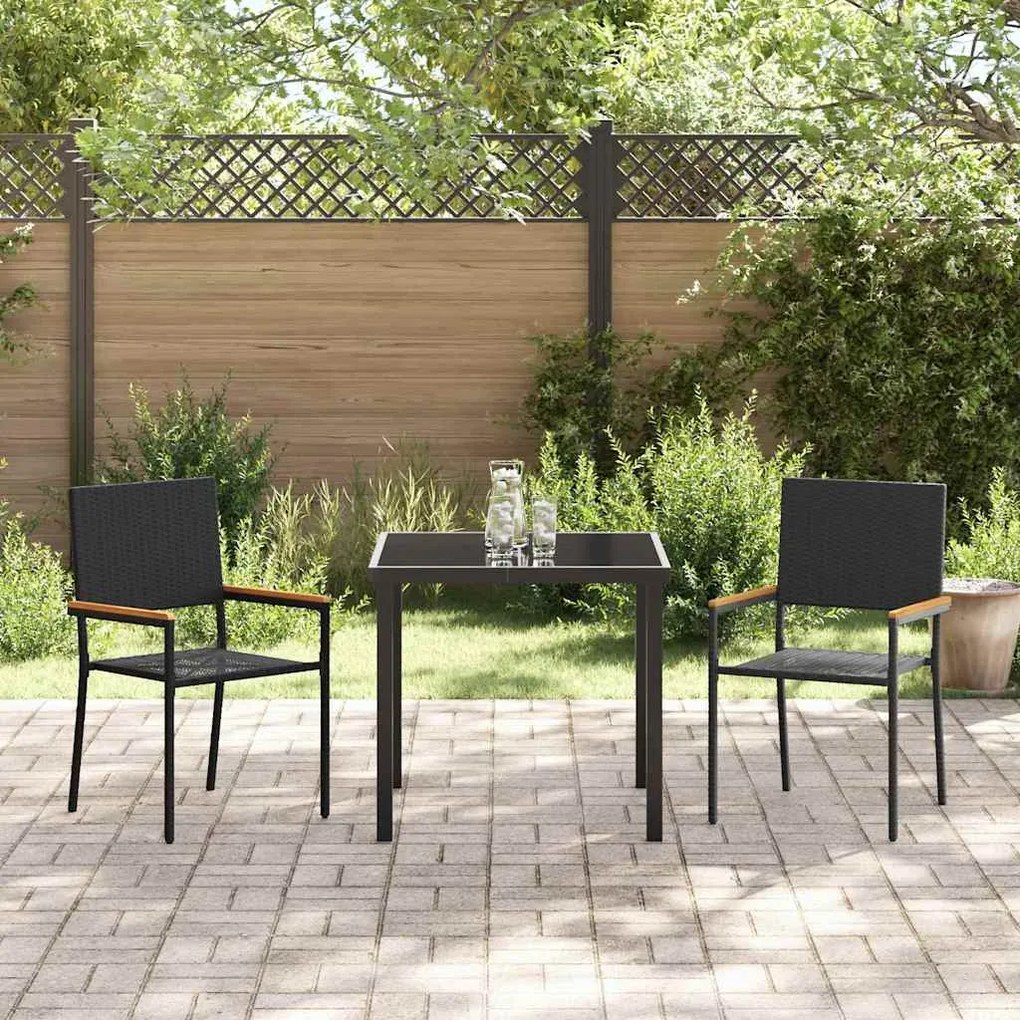 vidaXL Καρέκλες κήπου που σωριάζονται 2 pcs Μαύρο και Καφέ