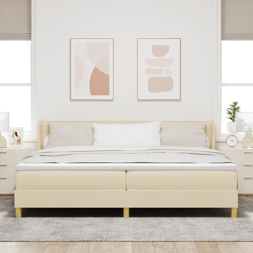 vidaXL Κρεβάτι με Στρώμα, Κρέμα, 200 x 200 εκ., Ύφασμα.