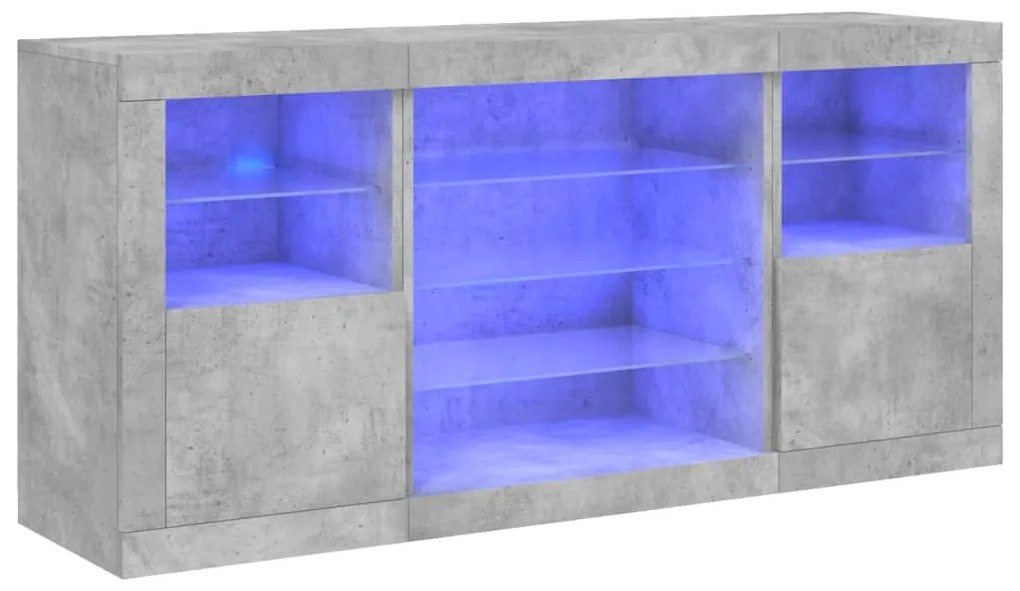 vidaXL Ντουλάπι με LED Γκρι Σκυροδέματος 142,5x37x67 εκ.