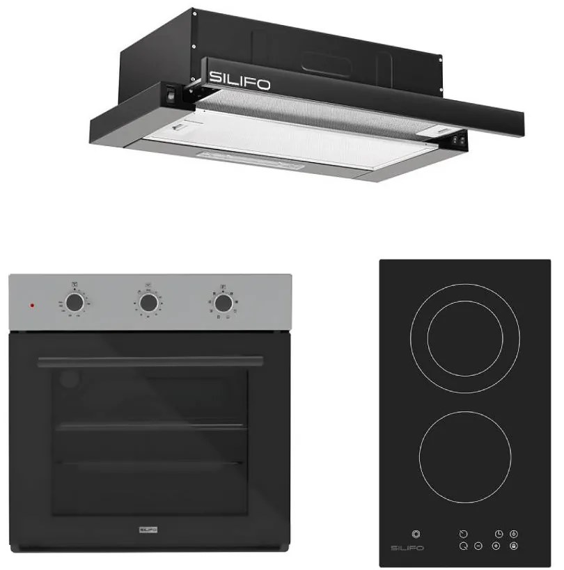 SILIFO ΣΕΤ ΦΟΥΡΝΟΣ SF6008 INOX + ΕΣΤΙΑ DOMINO ΚΕΡΑΜΙΚΗ SF6802HDV3 + ΑΠΟΡΡΟΦΗΤΗΡΑΣ ΣΥΡΟΜΕΝΟΣ SF6665 BLACK (4 ΕΤΗ ΕΓΓΥΗΣΗ ΕΛΛΗΝΙΚΗΣ ΑΝΤΙΠΡΟΣΩΠΕΙΑΣ) SILIFO 999-002-92329