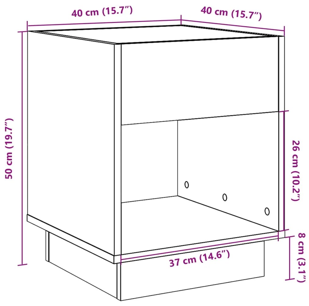 Κομοδίνο Άπειρο Φως LED Γκρι Σκυροδέματος 40x40x50 εκ. - Γκρι