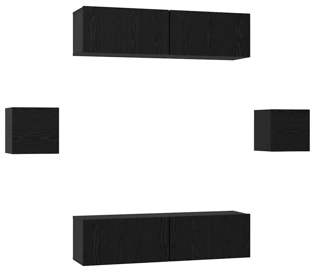 vidaXL Σετ επίπλου τηλεόρασης 6 pcs Μαύρη δρυς 60 x 30 x 30 cm
