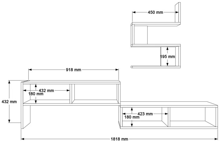 Σύνθετο σαλονιού Kakomo pakoworld σε λευκή απόχρωση 170x29.5x43εκ (1 τεμάχια)