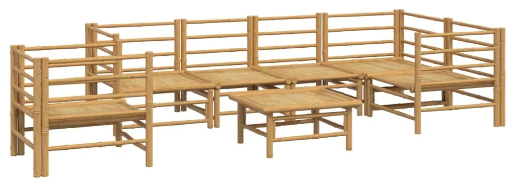 vidaXL Σαλόνι Κήπου Σετ 7 Τεμαχίων από Μπαμπού με Αν. Γκρι Μαξιλάρια