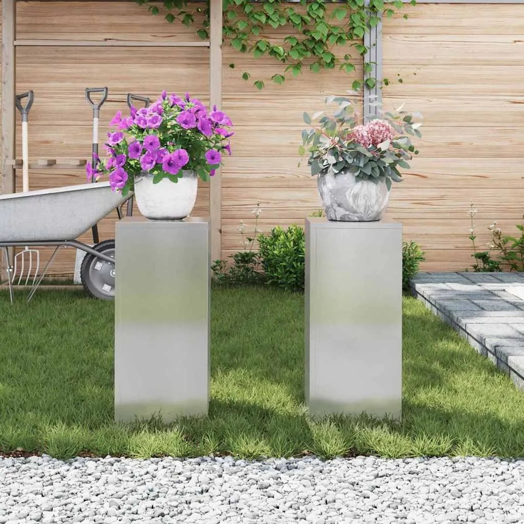 vidaXL Στήριξη φυτών 2 pcs Ασημί 24 x 24 x 55 εκ. Ανοξείδωτο ατσάλι
